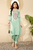 Sea Green Viscose Rayon Solid Embroidered Straight Salwar Kurta Set VKSET1528