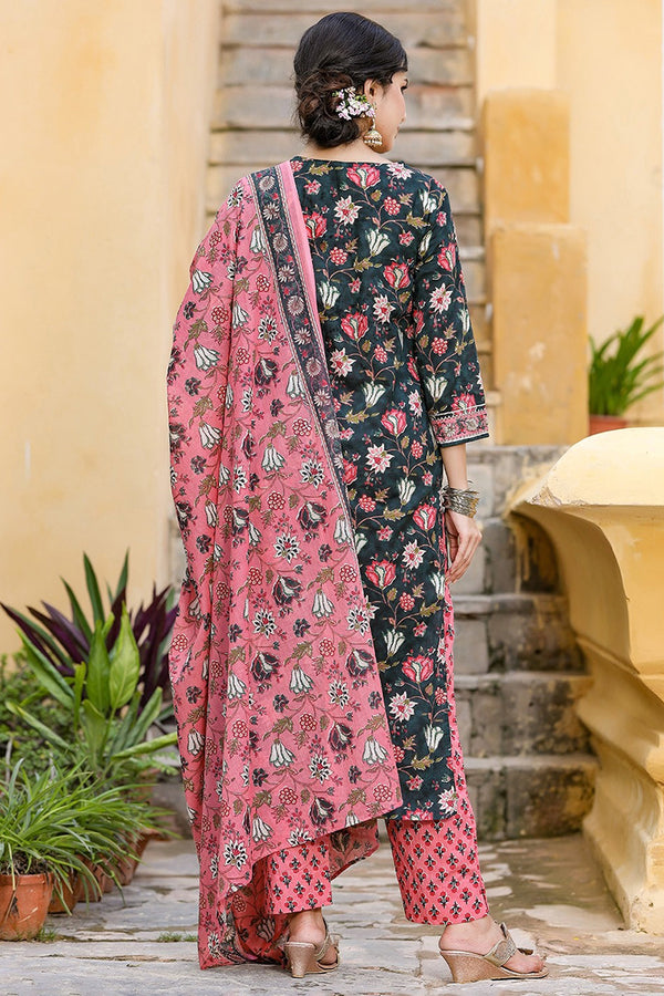 Teal Rayon Blend Suit Set VKSKD1233