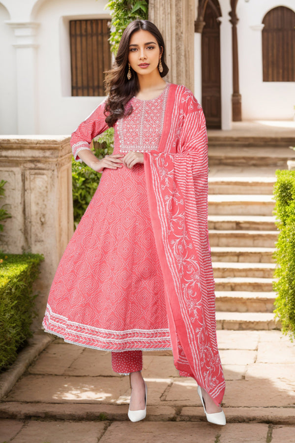 Women Peach Rayon Blend Kurta Trousers With Dupatta VKSKD1476