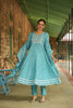 Blue Rayon Blend Kurta Trousers With Dupatta VKSKD1477