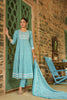 Blue Rayon Blend Kurta Trousers With Dupatta VKSKD1477