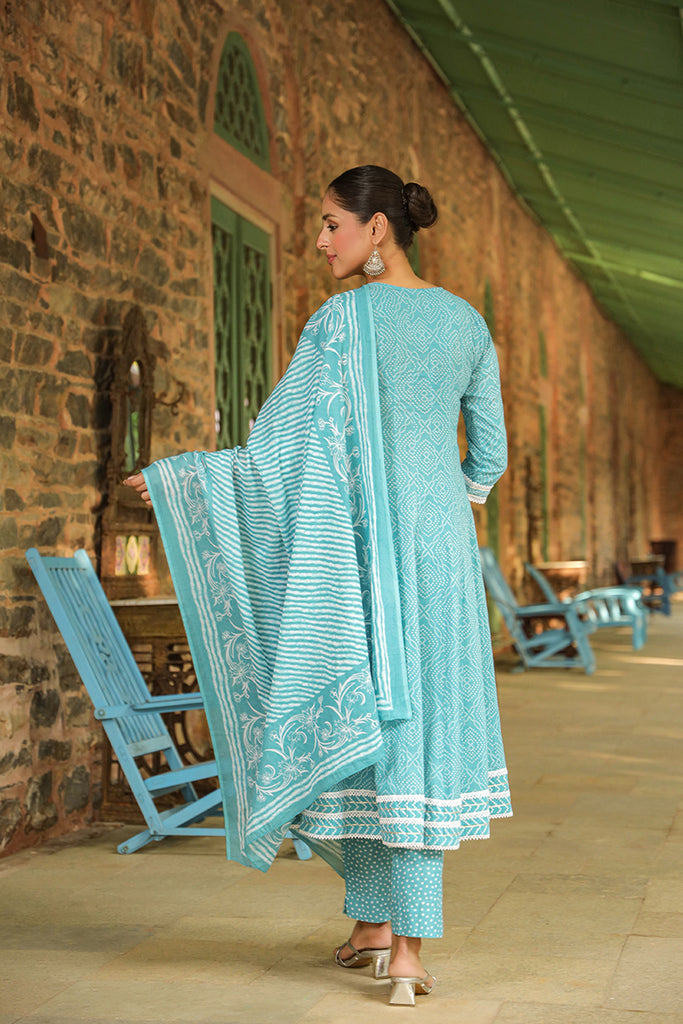 Blue Rayon Blend Kurta Trousers With Dupatta VKSKD1477