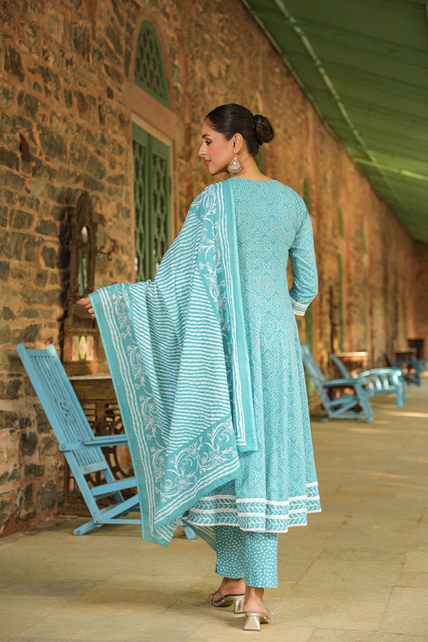 Blue Rayon Blend Kurta Trousers With Dupatta VKSKD1477