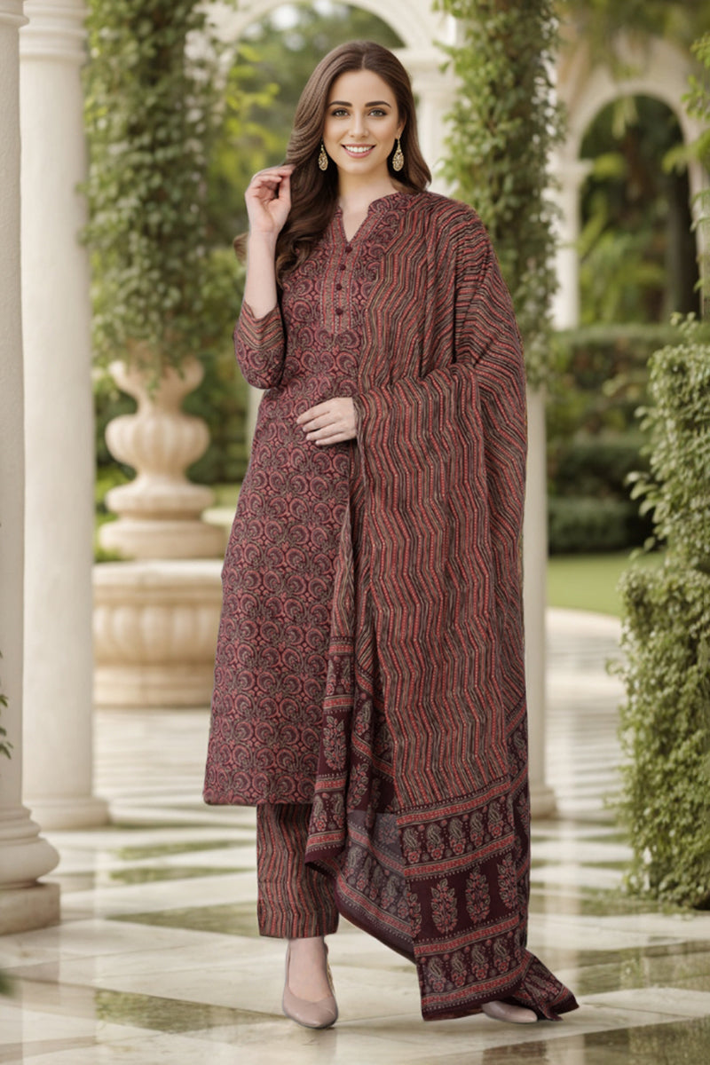 Maroon Rayon Blend straight Kurta Pant With Dupatta SETVKSKD1544 (M To 3XL Set)