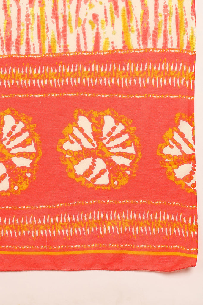 Orange Cotton Straight Kurta Pant With Dupatta VKSKD1627
