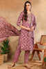 Mauve Silk Blend Ombre Straight Kurta Trousers With Dupatta VKSKD1690