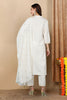 White Pure Cotton Ethnic Motifs Straight Kurta Trousers With Dupatta VKSKD1699