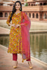 Mustard Rayon Blend Floral Straight Kurta Pant With Dupatta VKSKD1718