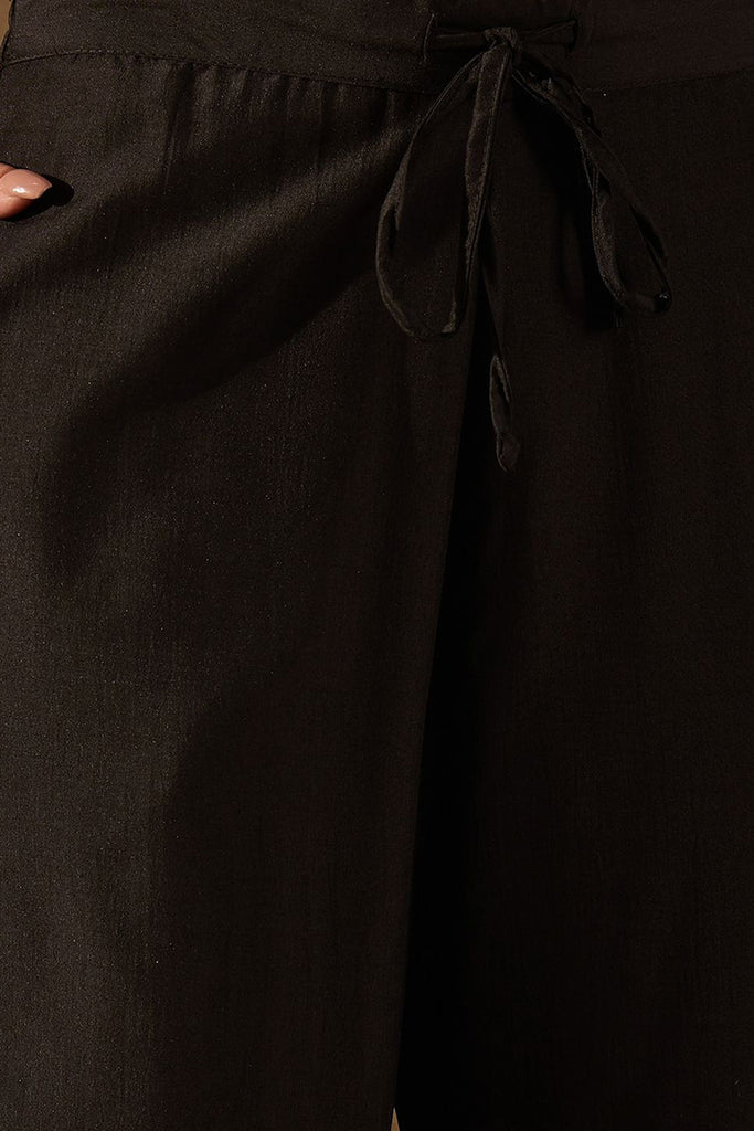Black Silk Blend Embroidered Kurta Pant With Dupatta VKSKD1755