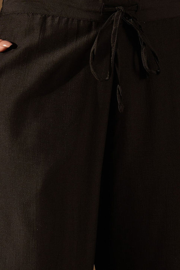 Black Silk Blend Embroidered Kurta Pant With Dupatta VKSKD1755