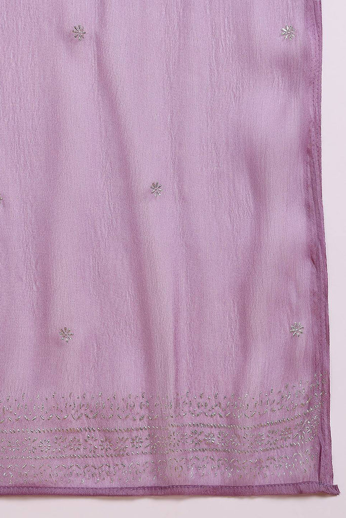 Lavender Silk Blend Anarkali Woven Design Kurta Pant With Dupatta VKSKD1779