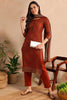 Burnt Orange Cotton Straight Suit Set VKSKD1797