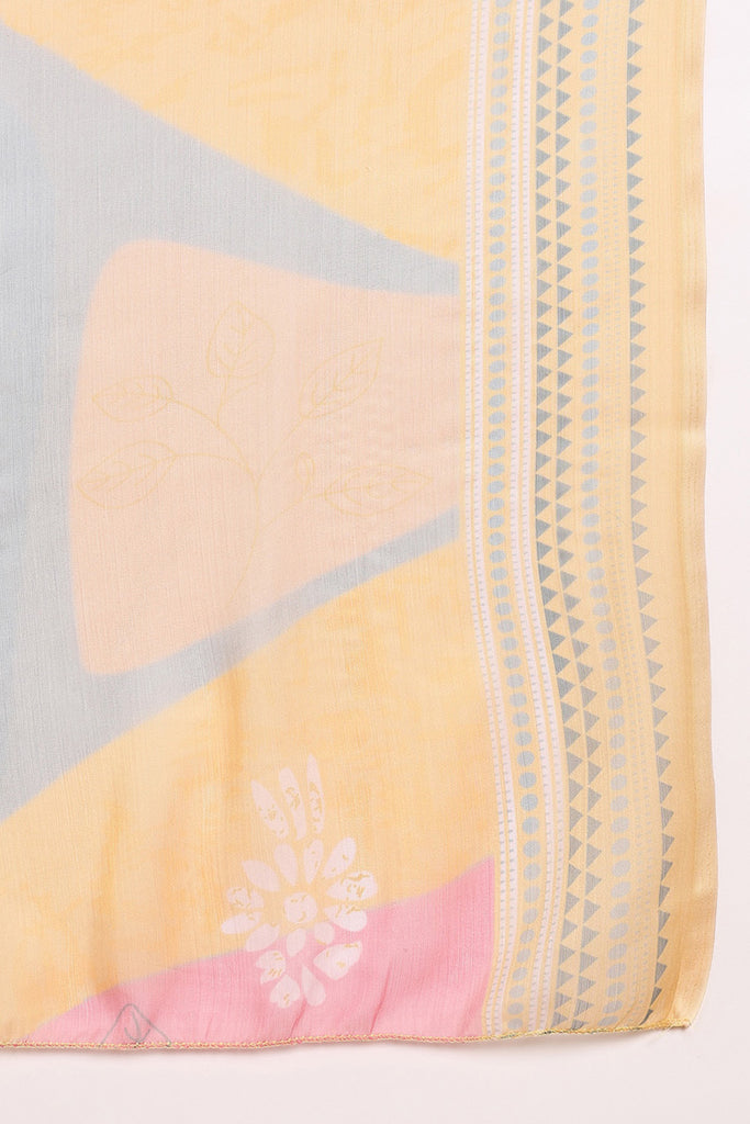 Yellow Silk Blend Straight Suit Set VKSKD1833