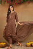 Cotton Beige Printed Straight Kurta Pant With Dupatta VKSKD1850