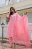 Cotton Pink Printed Straight Kurta Pant With Dupatta VKSKD1851