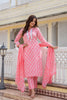 Cotton Pink Printed Straight Kurta Pant With Dupatta VKSKD1851