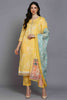 Yellow Cotton Blend Ethnic Motifs Printed Straight Suit Set VKSKD1880