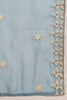 Blue Silk Blend Solid Embroidered Straight Trouser Suit Set VKSKD1982