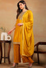 Yellow Silk Blend Solid Embroidered Straight Suit Set VKSKD1984