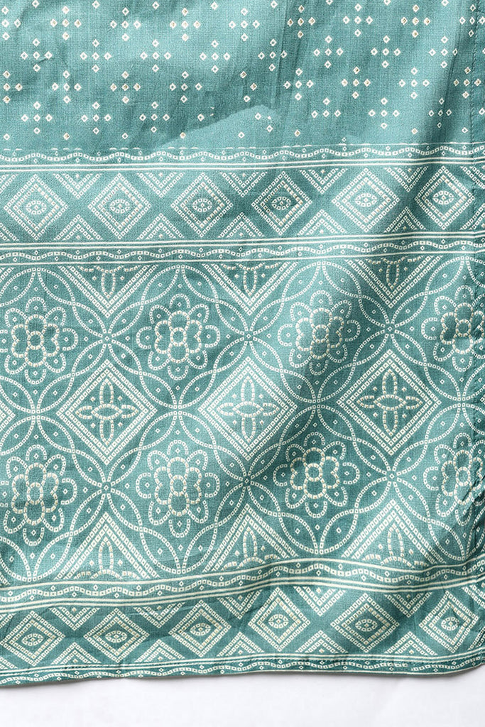 Green Pure Cotton Bandhani Printed Straight Suit Set VKSKD1985