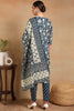 Blue Pure Cotton Floral Printed Straight Angrakha Suit Set VKSKD2084