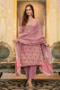 Pink Rayon Blend Ethnic Motifs Printed Straight Suit Set VKSKD2100