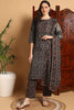 Black Pure Cotton Floral Printed Suit Set VKSKD2145