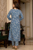 Blue Rayon Blend Floral Printed Straight Suit Set VKSKD2158