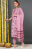 Pink Rayon Blend Floral Printed Straight Suit Set VKSKD2168