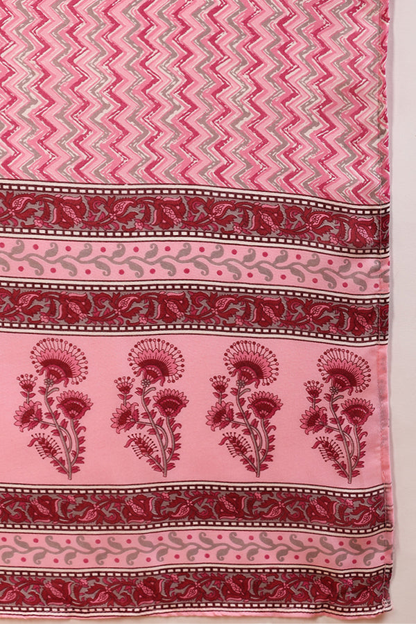 Pink Rayon Blend Floral Printed Straight Suit Set VKSKD2168