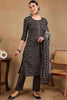 Black Rayon Blend Floral Embroidered Straight Suit Set VKSKD2180