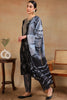 Black Rayon Floral Printed Yoke Design Straight Suit Set VKSKD2181