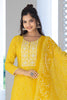 Yellow Viscose Rayon Bandhani Embroidered Straight Suit Set VKSKD2182