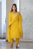 Yellow Viscose Rayon Bandhani Embroidered Straight Suit Set VKSKD2182