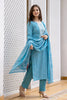 Blue Viscose Rayon Bandhani Embroidered Straight Suit Set VKSKD2183