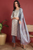 Grey Viscose Rayon Abstract Embroidered Straight Suit Set VKSKD2192