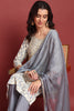 Grey Viscose Rayon Abstract Embroidered Straight Suit Set VKSKD2192