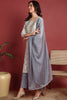 Grey Viscose Rayon Abstract Embroidered Straight Suit Set VKSKD2192