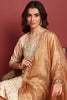 Brown Viscose Rayon Abstract Embroidered Straight Suit Set VKSKD2193