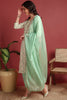 Green Viscose Rayon Abstract Embroidered Straight Suit Set VKSKD2194