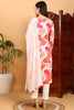 White Rayon Blend Floral Printed Straight Suit Set VKSKD2205