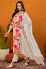 White Rayon Blend Floral Printed Straight Suit Set VKSKD2205