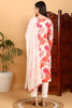 White Rayon Blend Floral Printed Straight Suit Set VKSKD2205