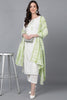 Green Rayon Blend Solid Embroidered Straight Suit Set VKSKD2215GRN