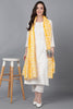 Yellow Rayon Blend Solid Embroidered Straight Suit Set VKSKD2215YLW