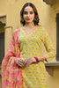 Yellow Rayon Blend Floral Printed Straight Trouser Bottom Suit Set VKSKD2238