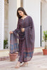 Blue Rayon Blend Ethnic Motifs Printed Straight Trouser Suit Set VKSKD2247