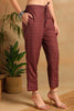 Brown Rayon Blend Floral Printed Straight Trouser Suit Set VKSKD2249