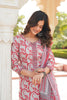 Red Rayon Blend Paisley Printed Straight Suit Set With Trouser Bottom VKSKD2263