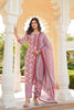 Red Rayon Blend Paisley Printed Straight Suit Set With Trouser Bottom VKSKD2263